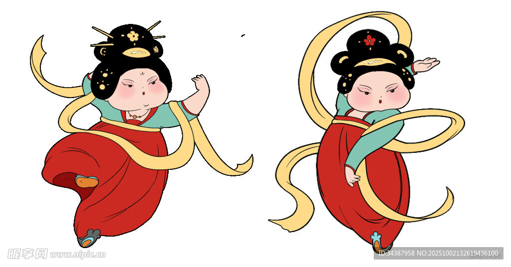 飛天仕女形象插畫