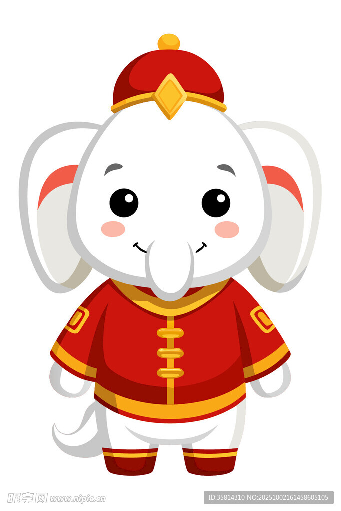 穿唐裝的可愛大象形象
