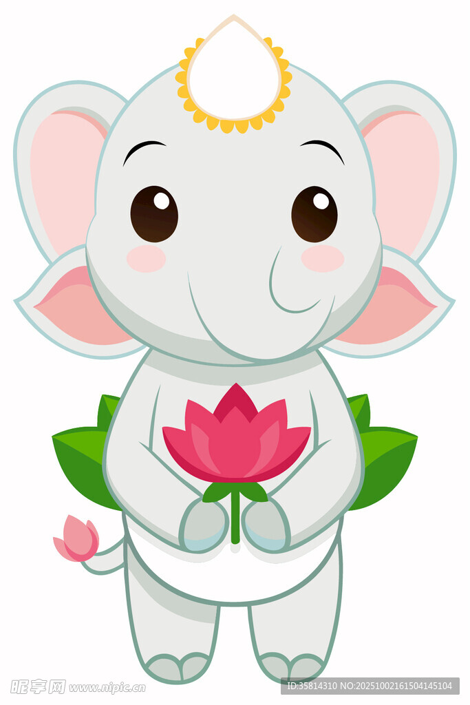 可愛小象捧蓮花
