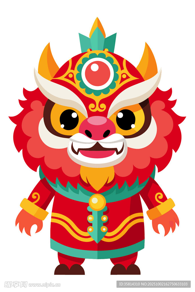 可愛(ài)卡通舞獅形象