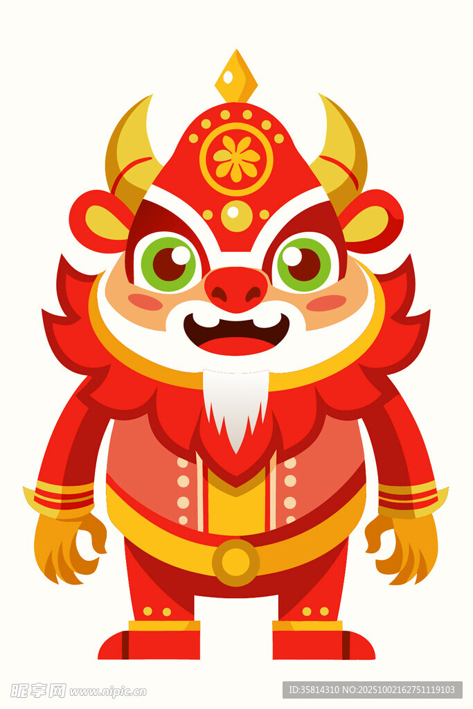 可愛卡通舞獅形象