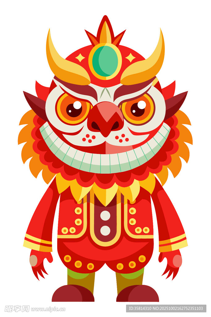 可愛卡通舞獅形象
