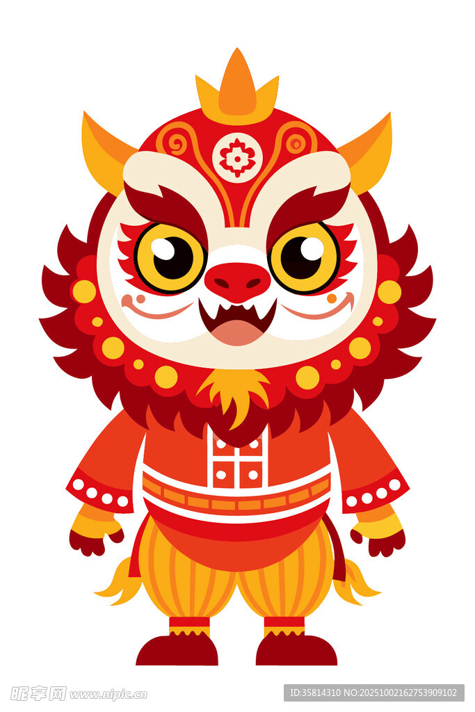 可愛中國風(fēng)舞獅卡通形象