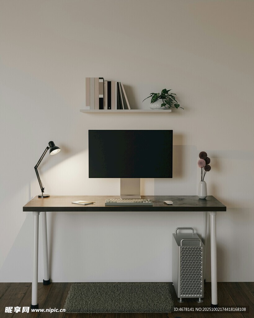 簡約風(fēng)現(xiàn)代電腦工作桌場(chǎng)景