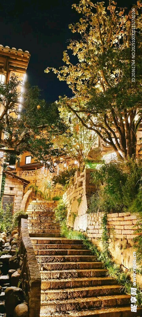 夜晚的夢(mèng)幻階梯景觀