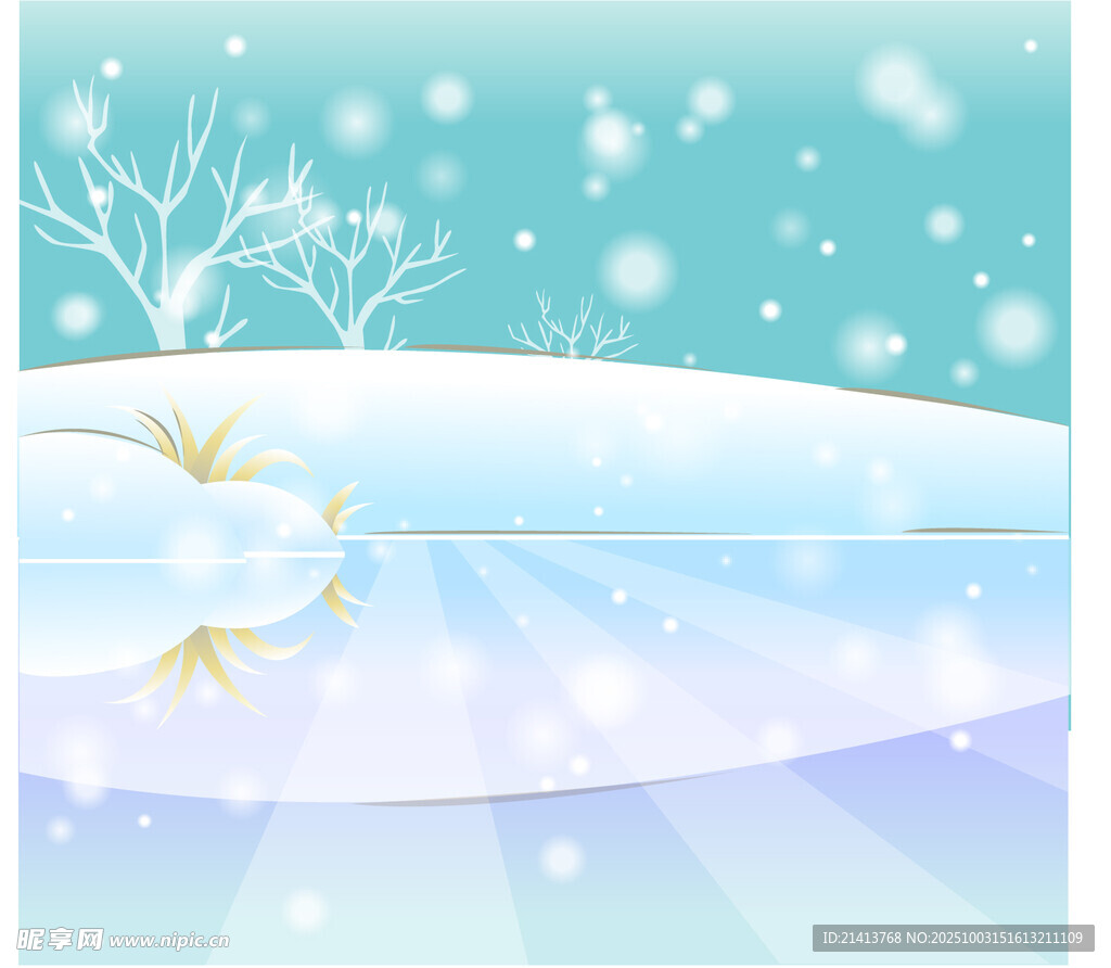冬日雪景中的寧靜水面