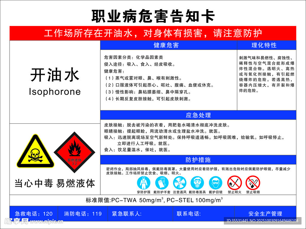 開油水職業(yè)危害告知卡