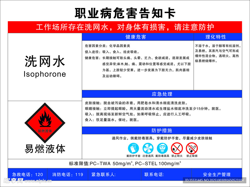 洗網(wǎng)水職業(yè)危害告知卡