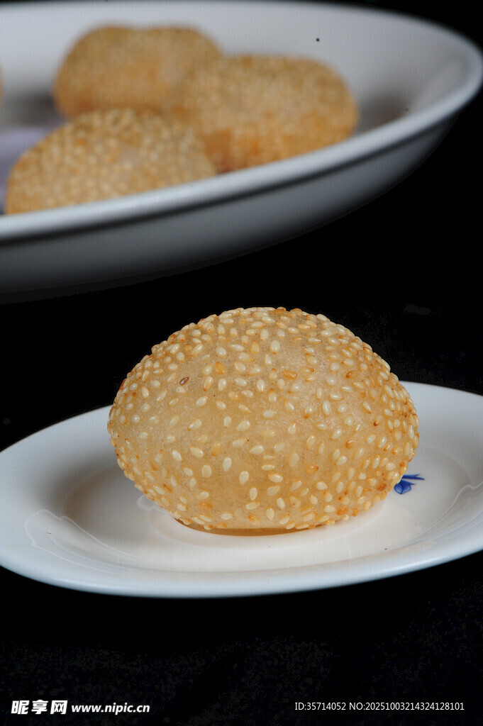 芝麻球小吃特寫(xiě)