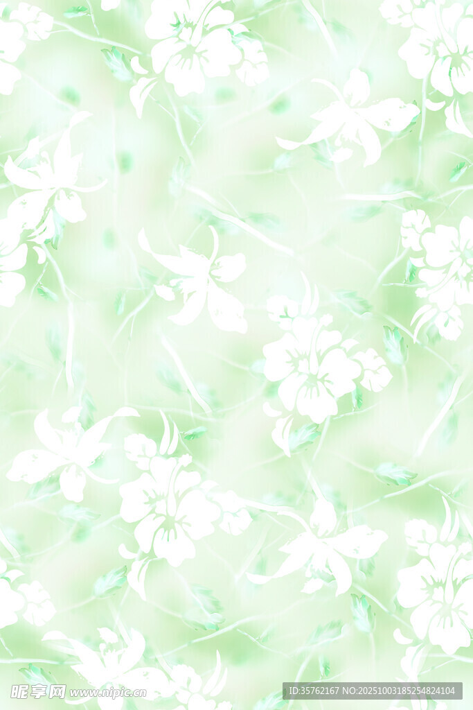 清新淡綠花卉紋理背景