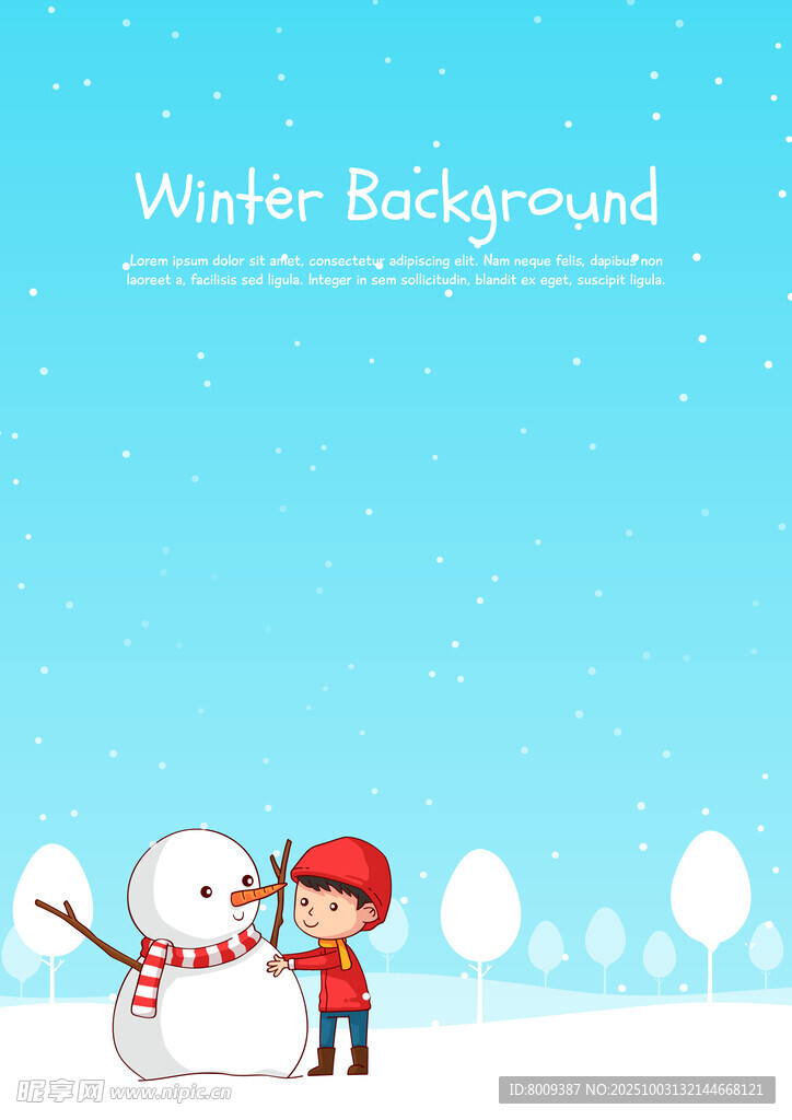 冬日雪人旁的可愛小孩
