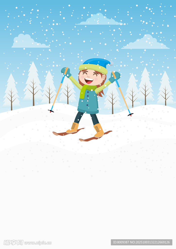 兒童雪地滑雪歡樂瞬間