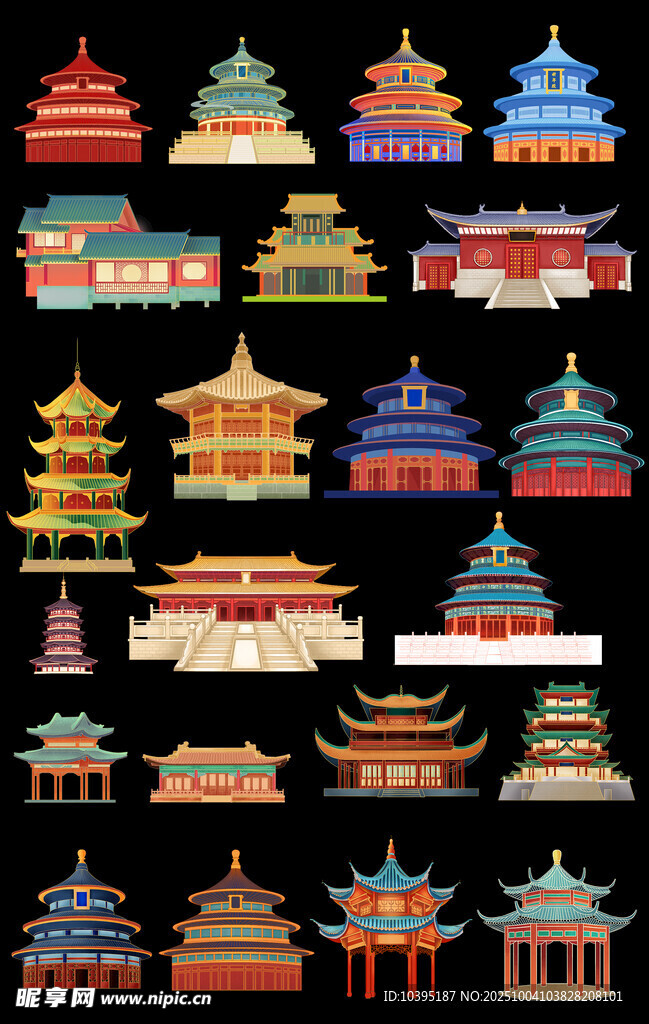 中式古建筑png素材合集