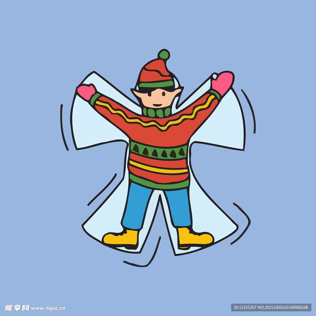冬日歡樂玩雪的卡通小孩