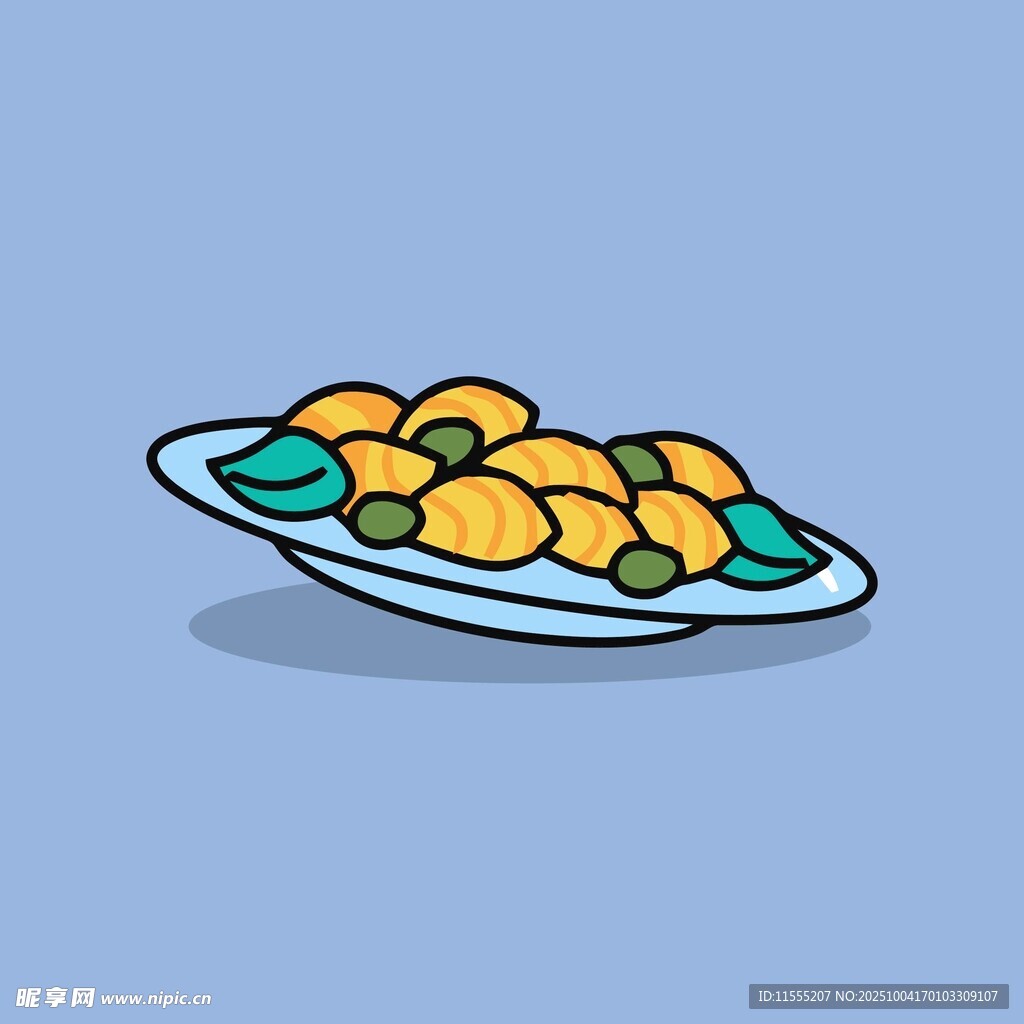 一盤美味餃子插畫