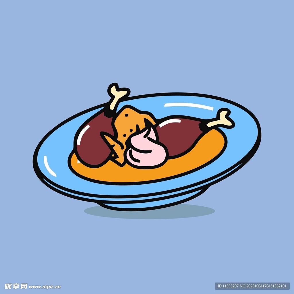 卡通風(fēng)格盤中美食插畫