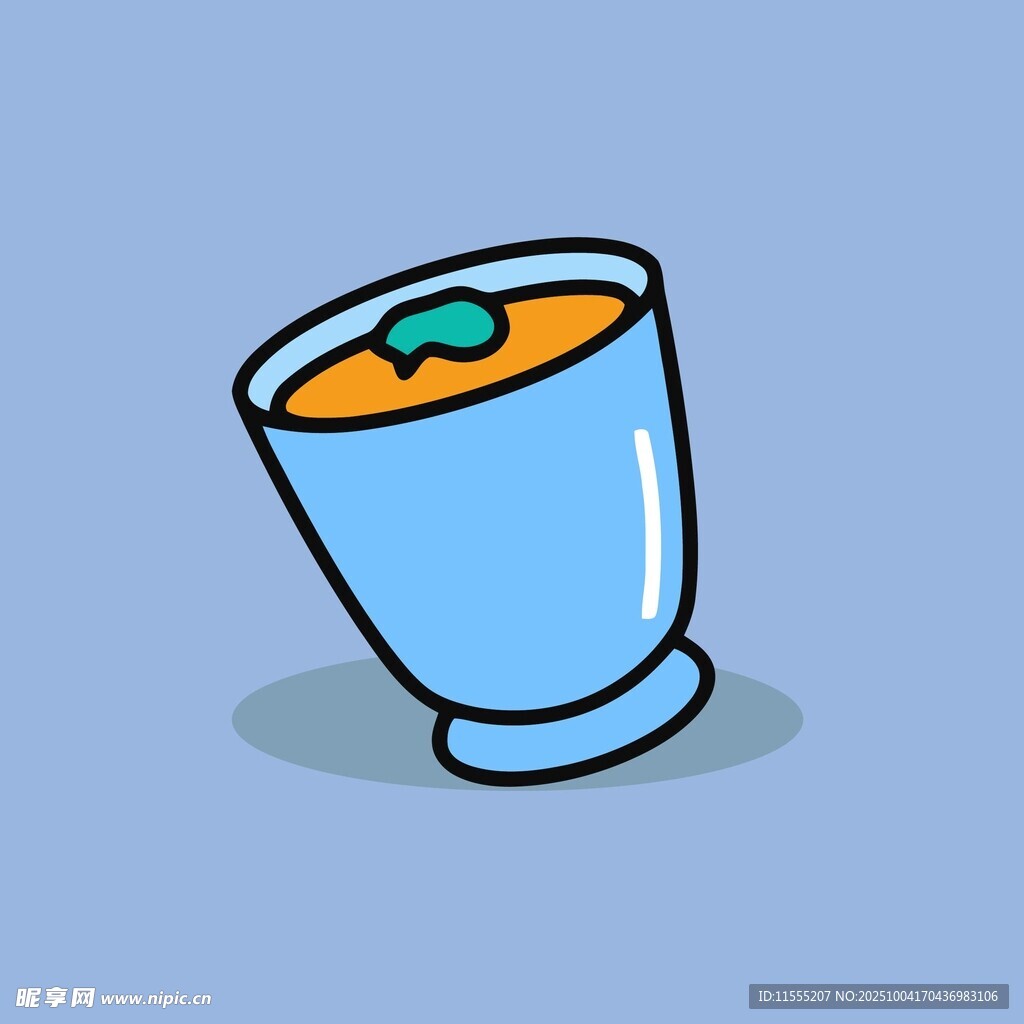 藍(lán)色杯子裝著橙色飲品