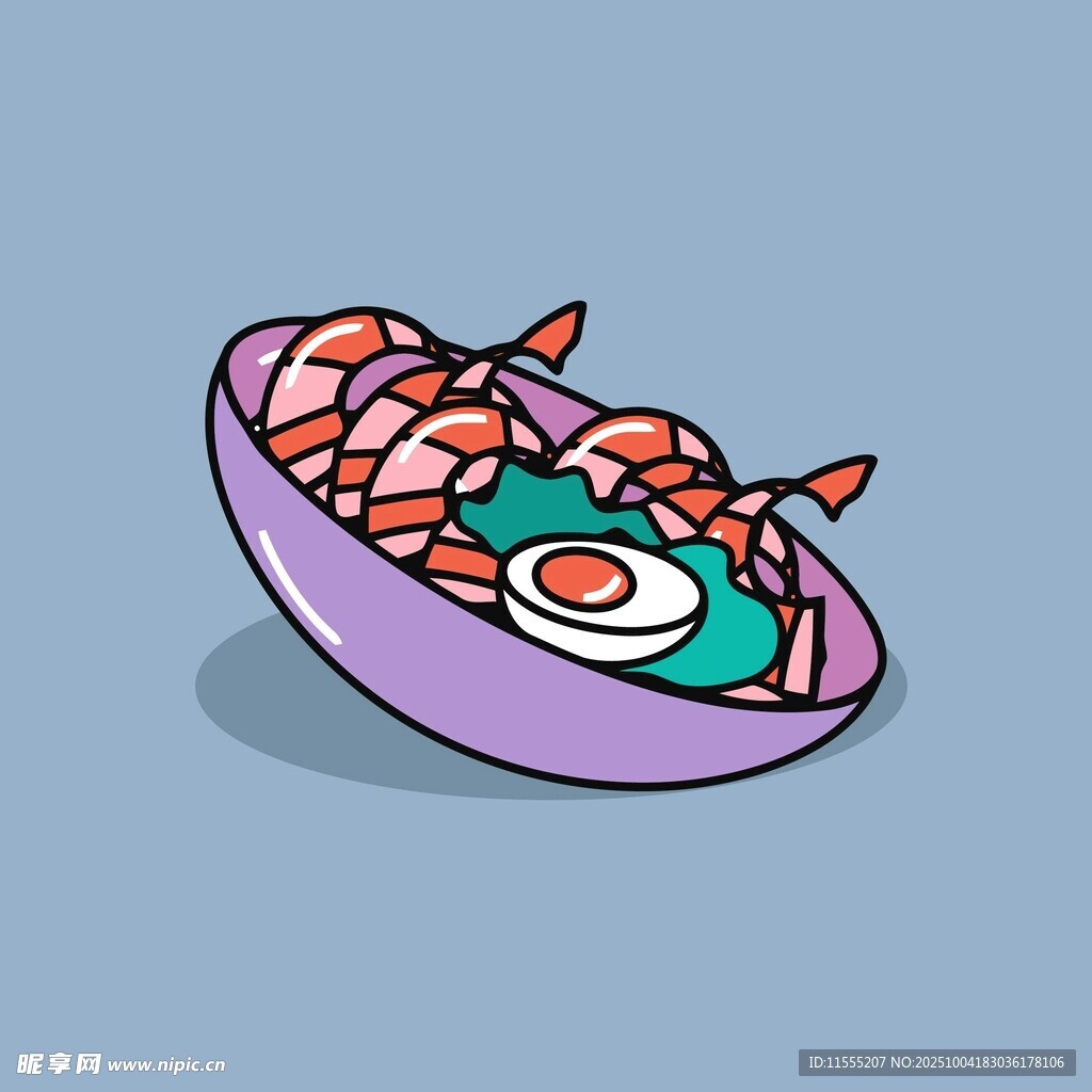 卡通風(fēng)格美味壽司碗