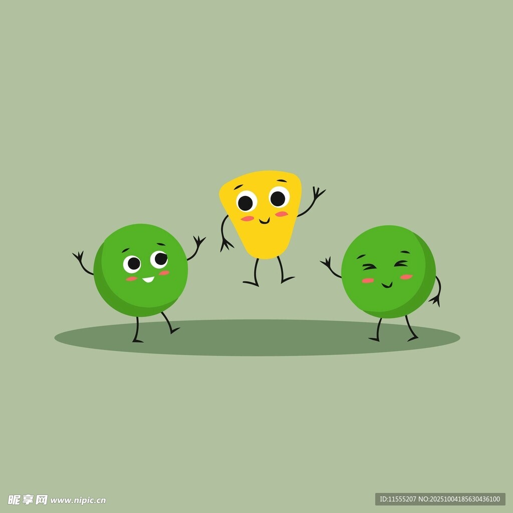 三個(gè)表情各異的卡通圓球