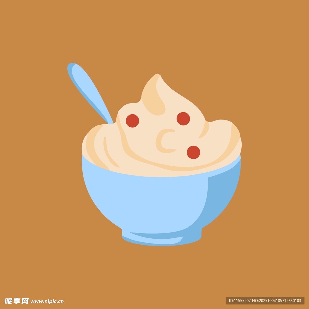 藍(lán)色碗中的美味奶油甜點(diǎn)
