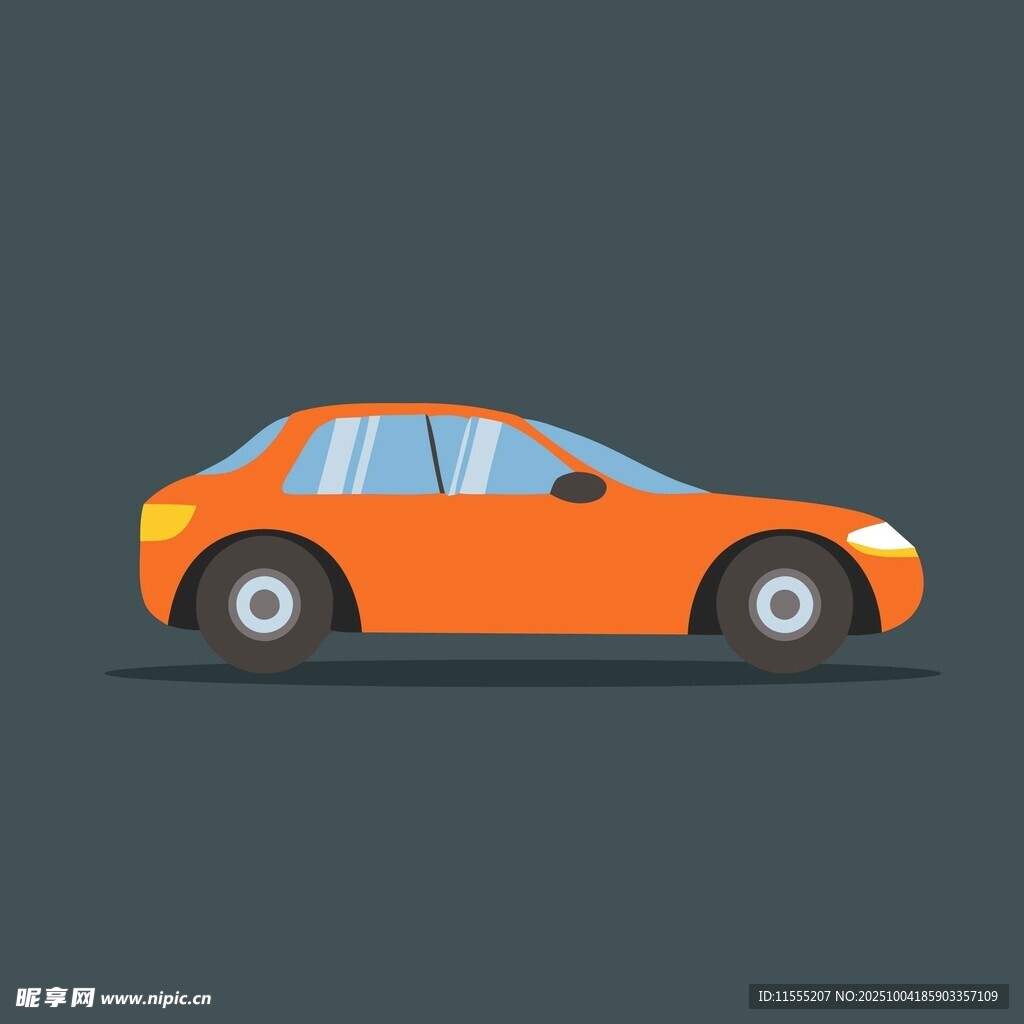 橙色轎車側(cè)視圖