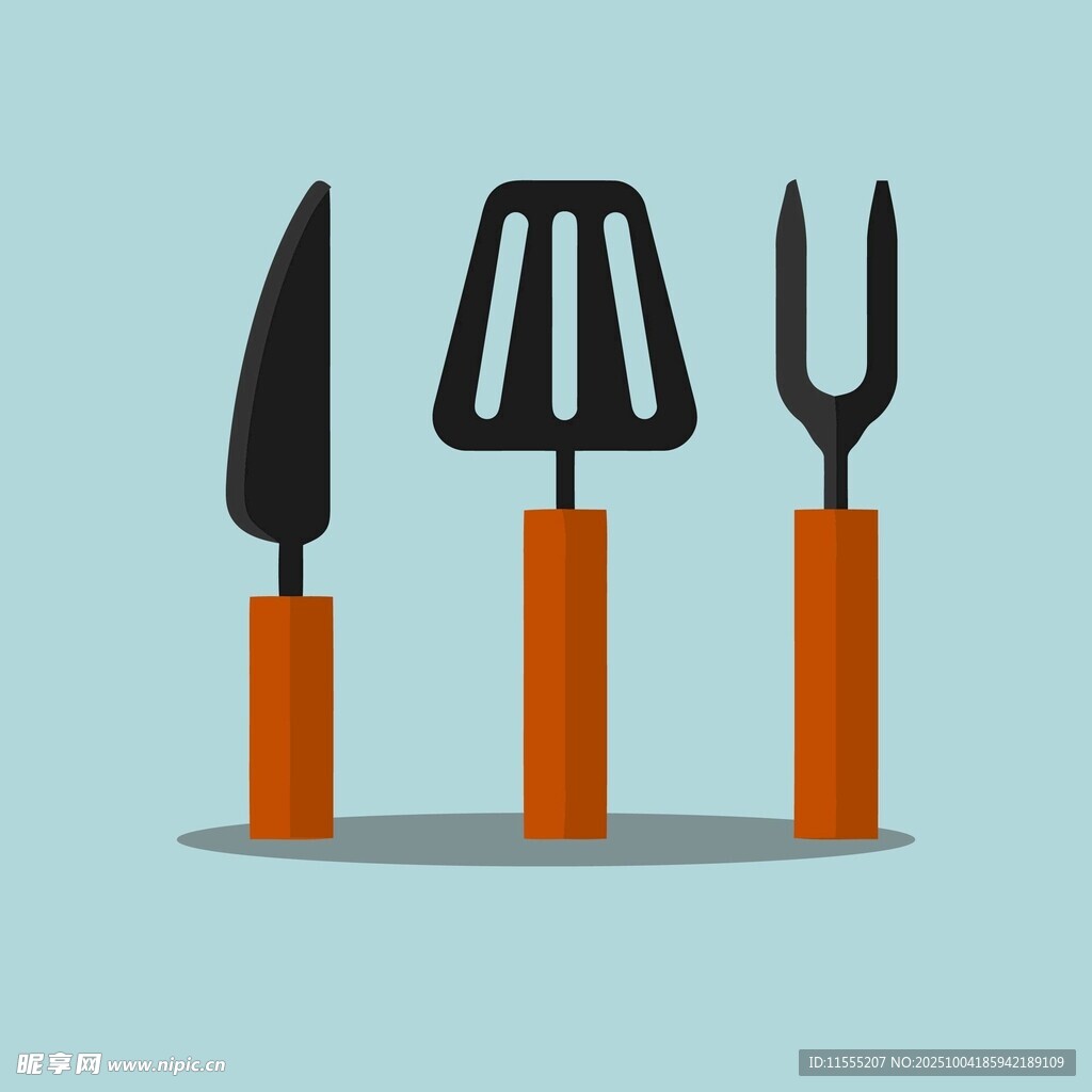 三把廚房工具插畫