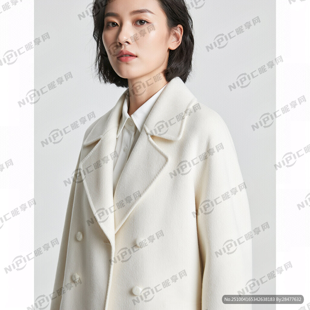 女性大衣 顏色要白色 背景簡單