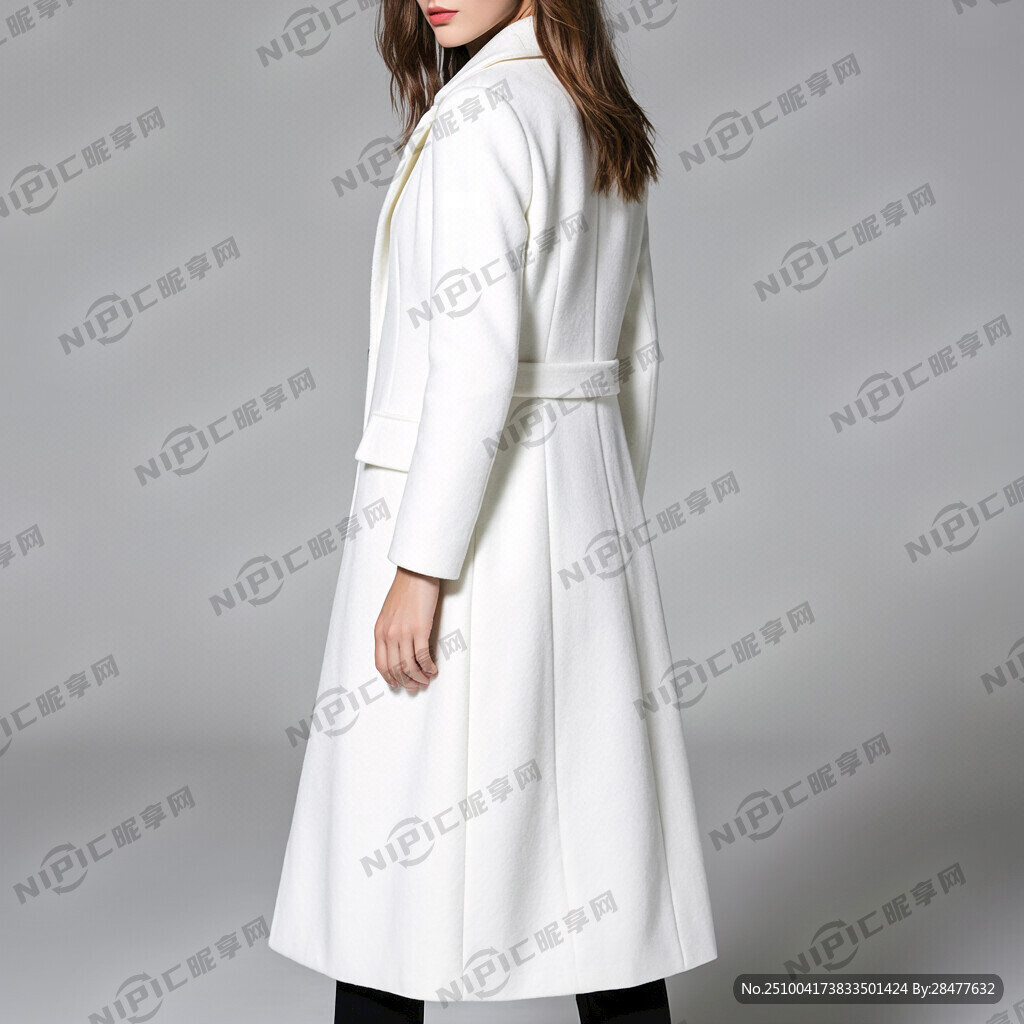 女性長款大衣 顏色白色