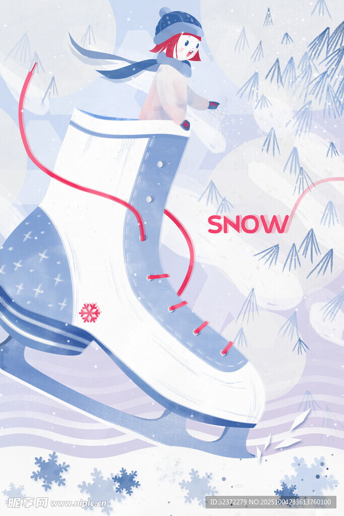 冬日滑冰者的冰雪浪漫