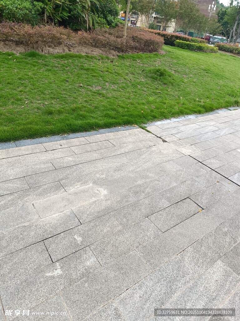 戶外石板路與翠綠草坪