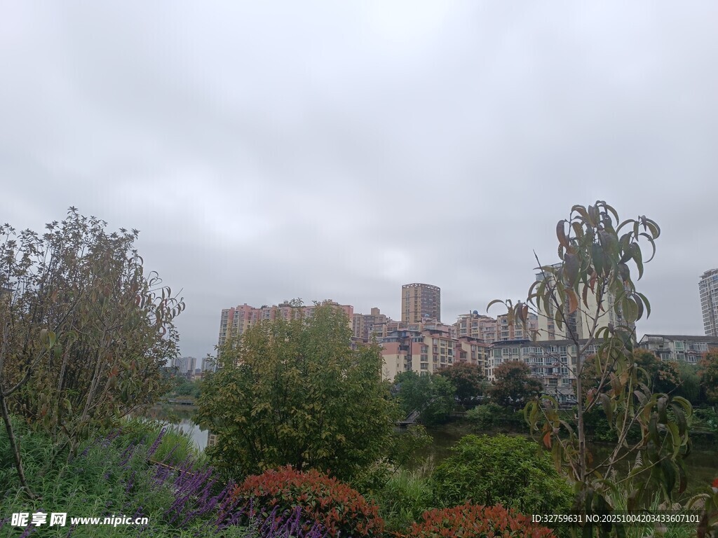 陰天的花園景致