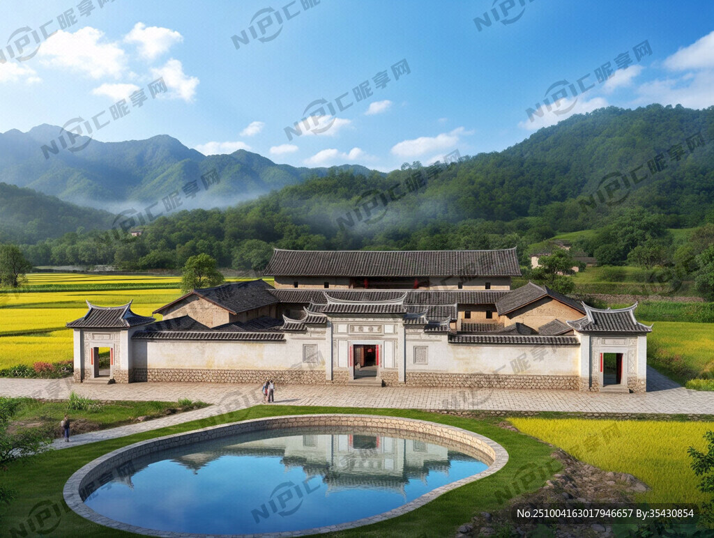 客家民居 后面有靠山