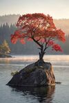 礁石紅楓