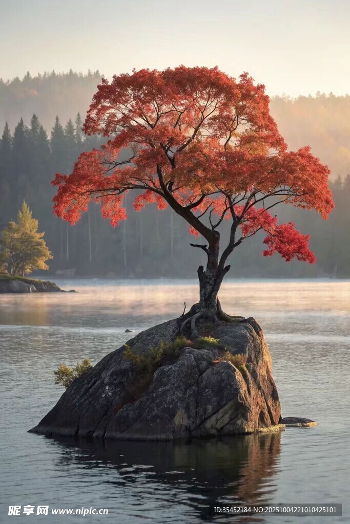 礁石紅楓