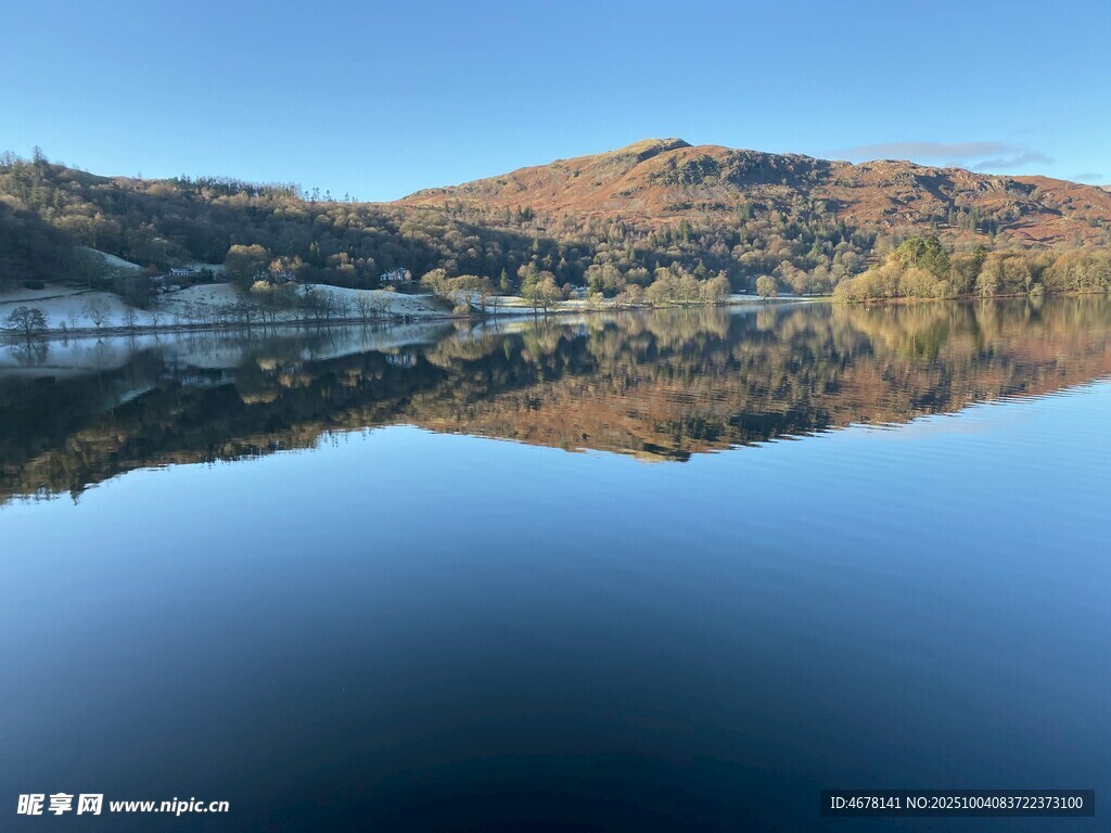 寧靜湖山倒影美景
