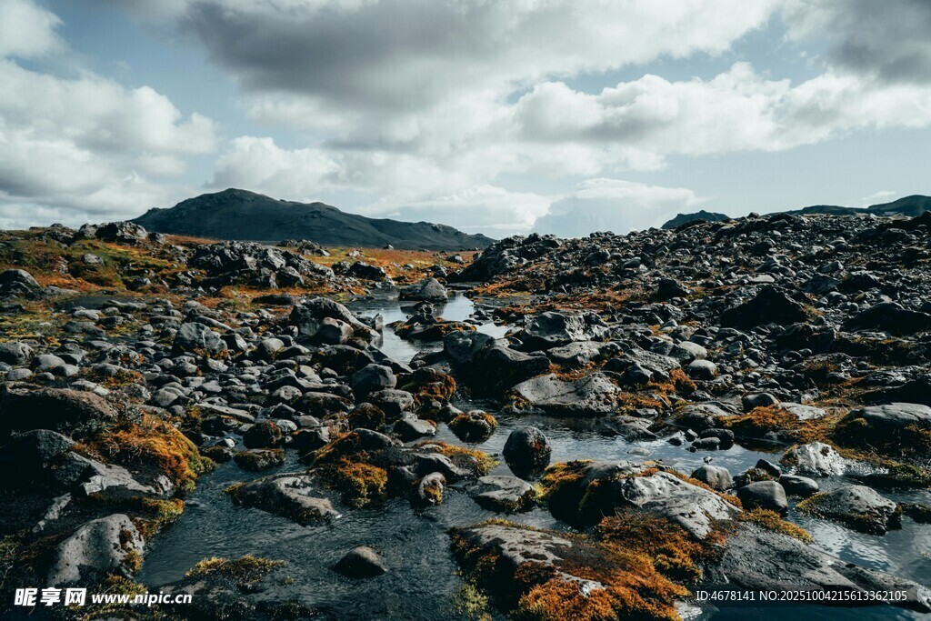 山間溪流旁的嶙峋巖石