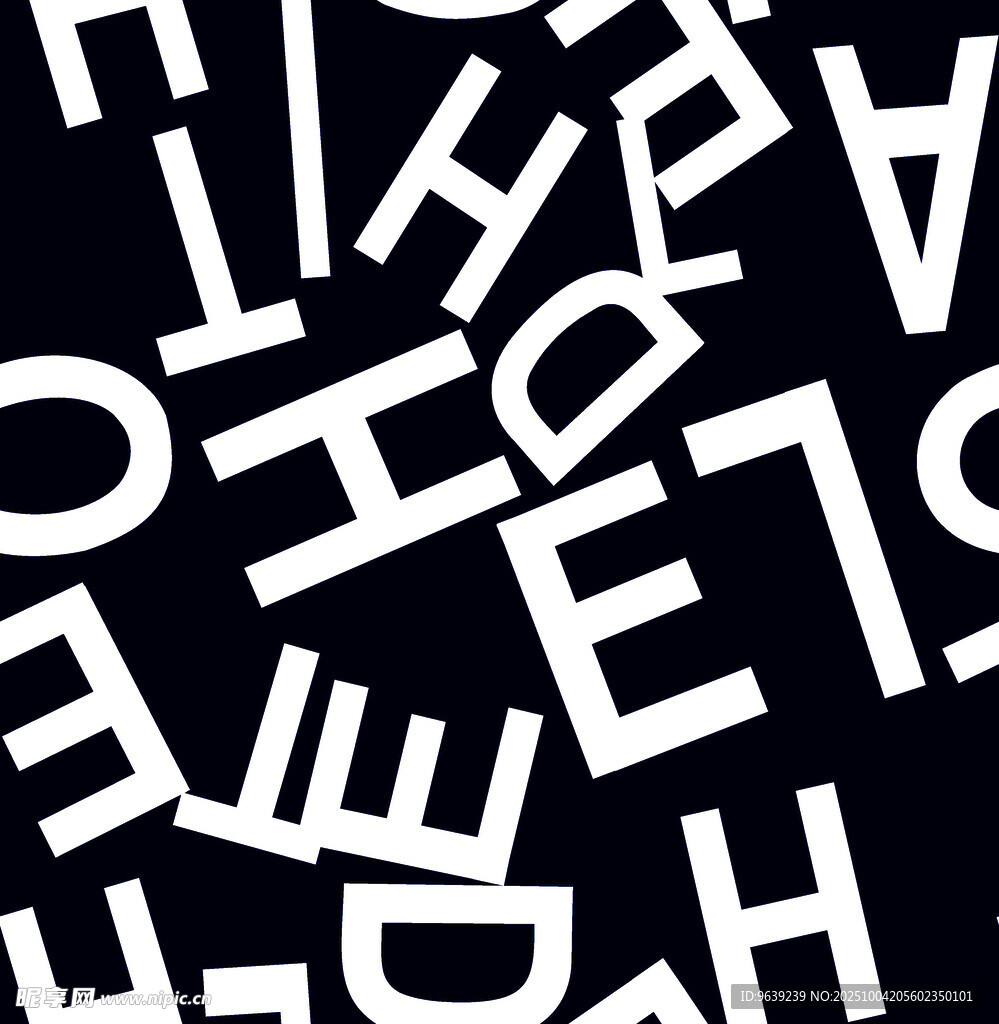 黑白字母雜亂排列