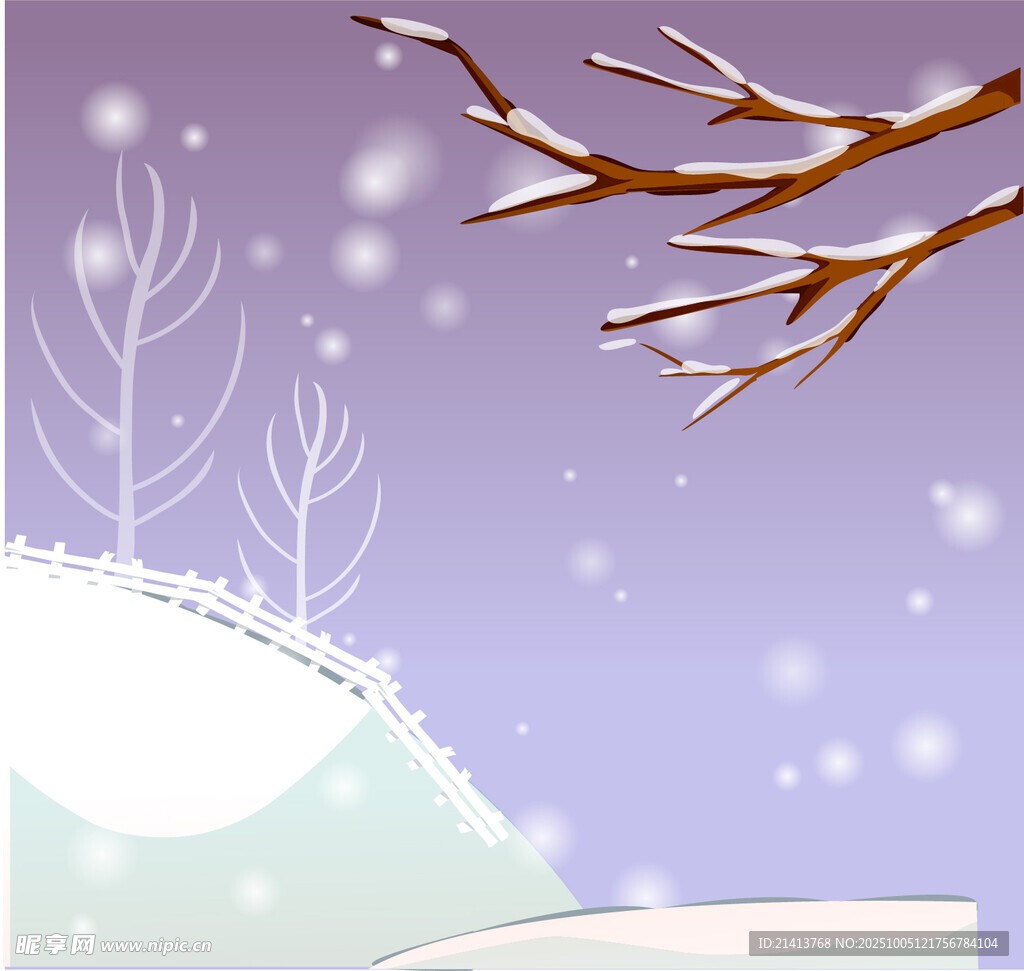 冬日雪景樹枝飄雪畫面