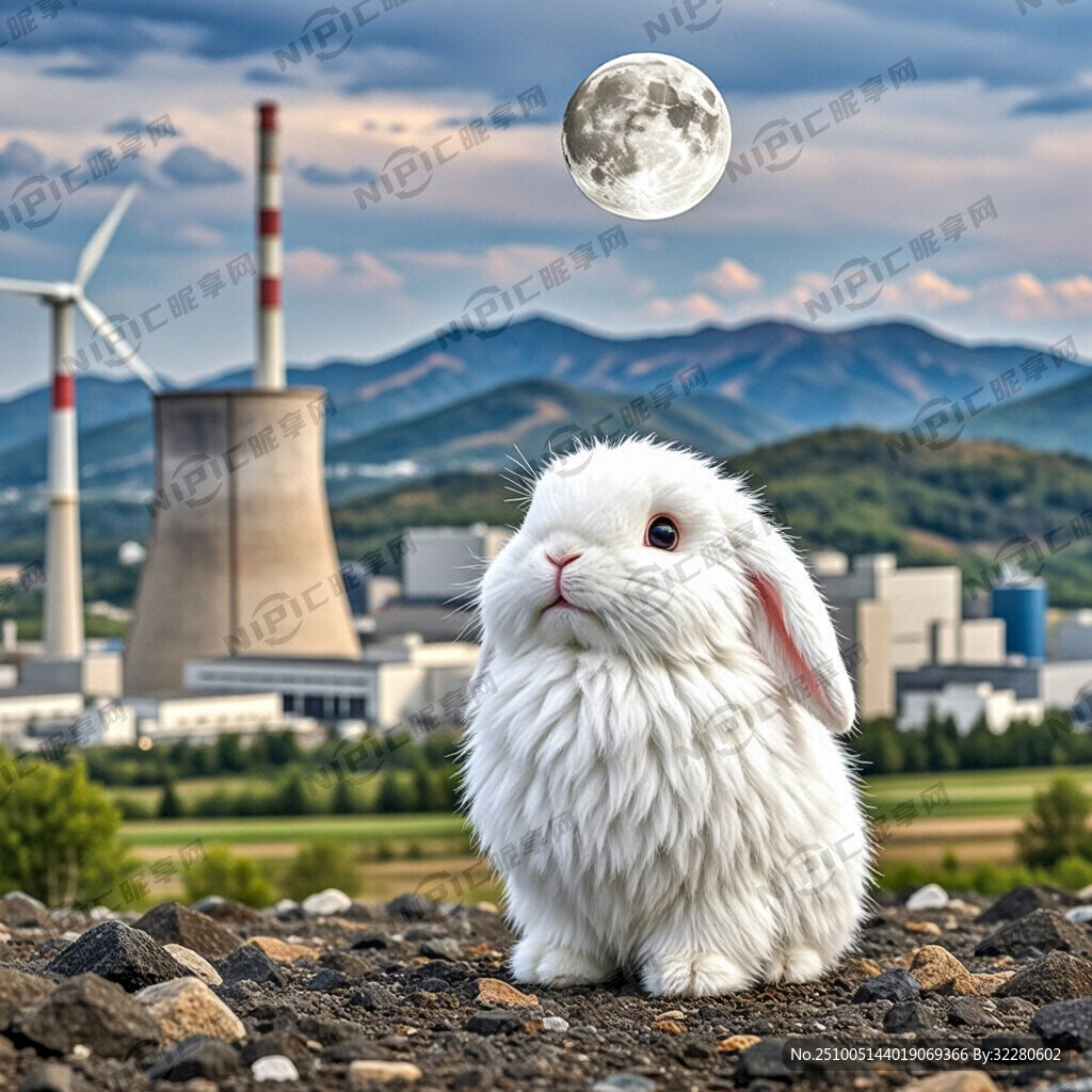 月亮玉兔  電廠 遠山風電