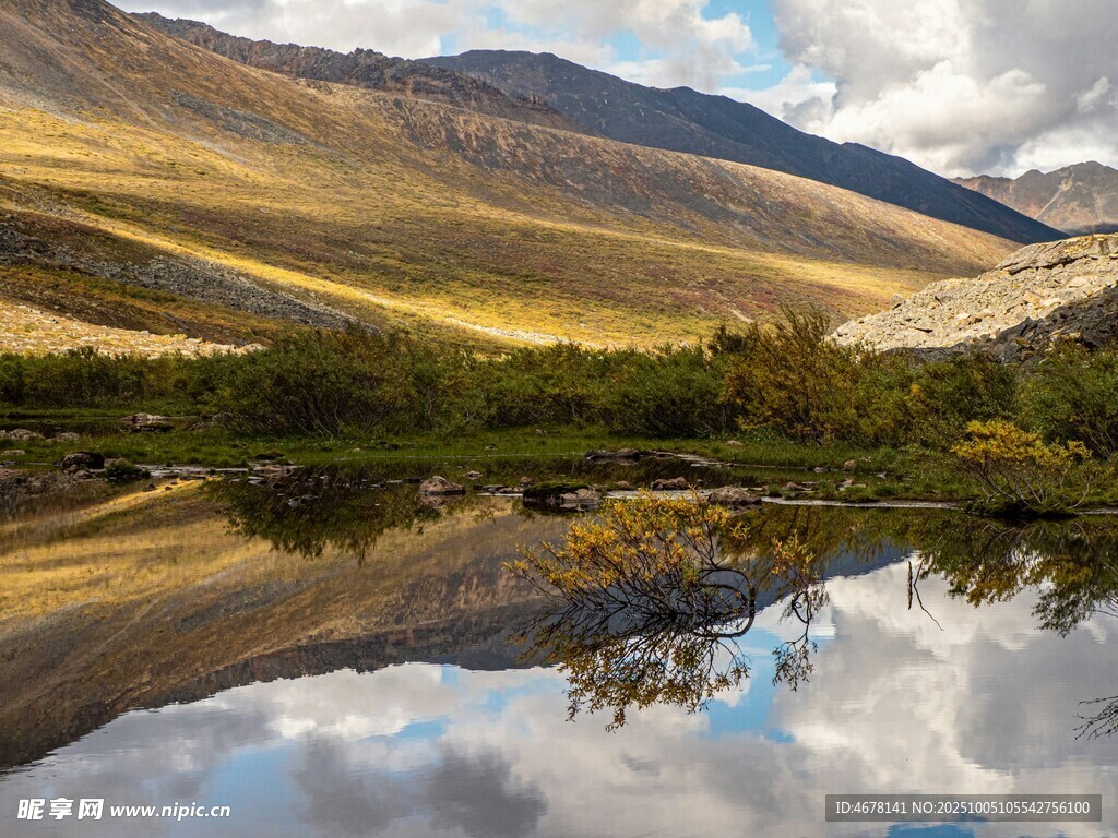 山間湖泊美景倒映