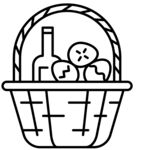 購(gòu)物籃中的酒與蔬果