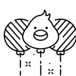 卡通小鳥(niǎo)與條紋氣球