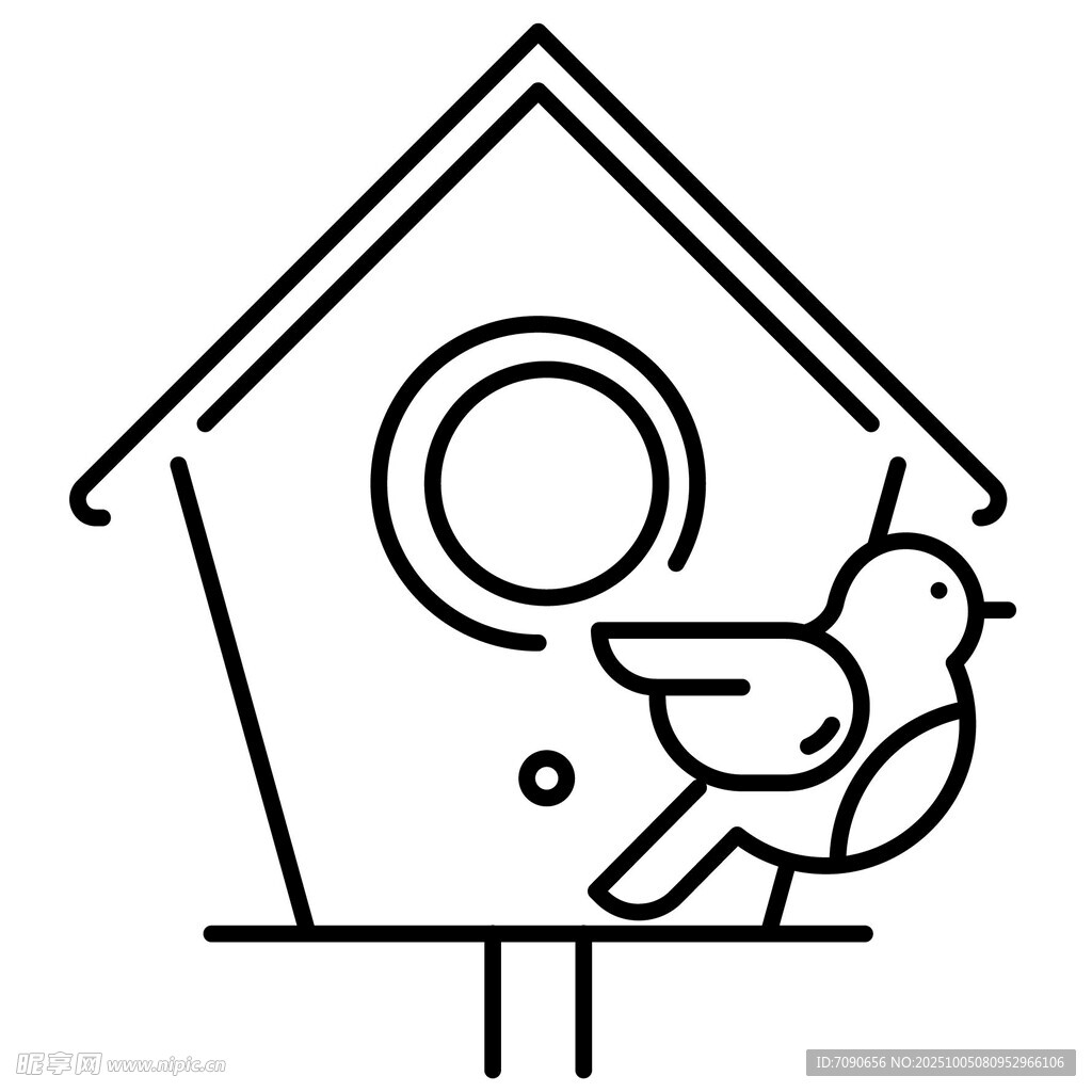 小鳥棲息于簡約鳥屋