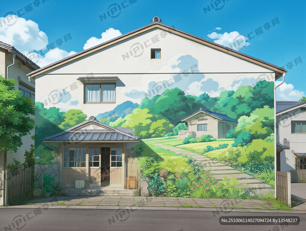設(shè)計(jì)一幅宮崎駿動(dòng)漫風(fēng)格的民宿壁