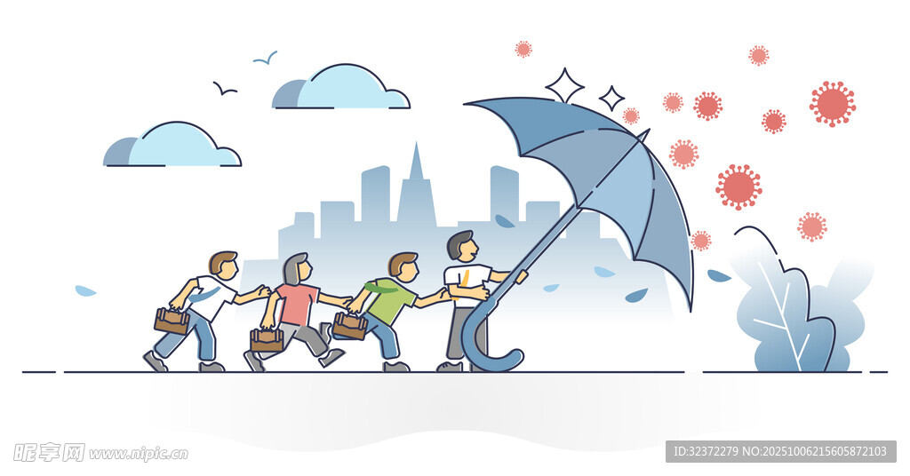 團隊撐傘共行迎風雨