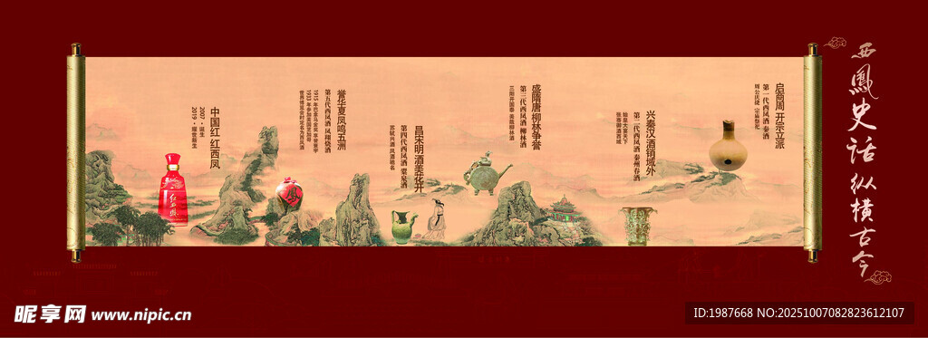 西鳳酒歷史橫幅畫作