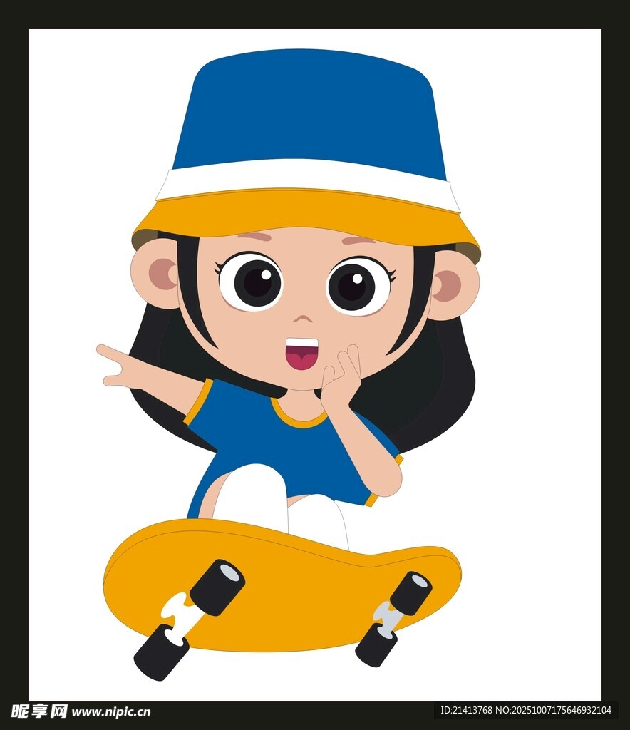 戴帽女孩玩滑板戴帽女孩玩滑板