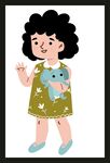 抱著玩偶的可愛小女孩