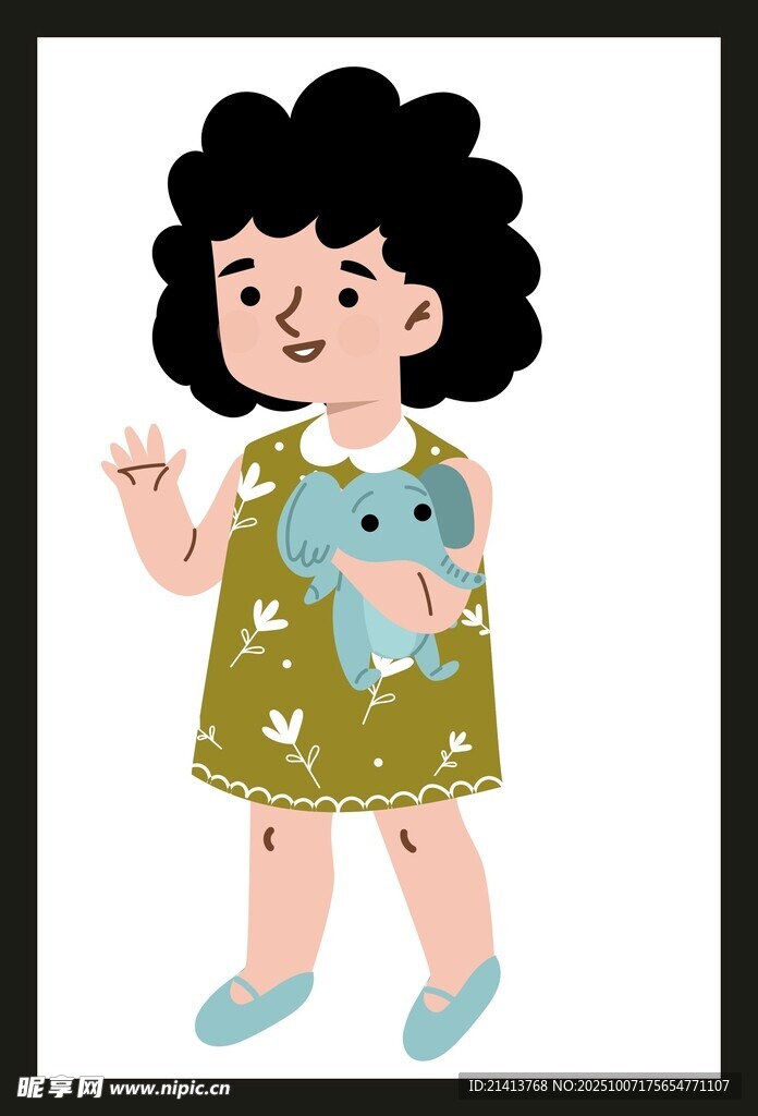 抱著玩偶的可愛小女孩