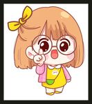 可愛卡通女孩比耶賣萌